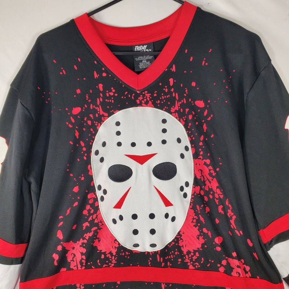 Friday the 13th Jason Voorhees Hockey Jersey Black Red Medium 01405588